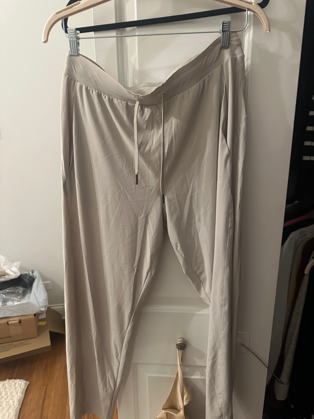 Sweaty Betty Light Beige Drawstring Track Pants